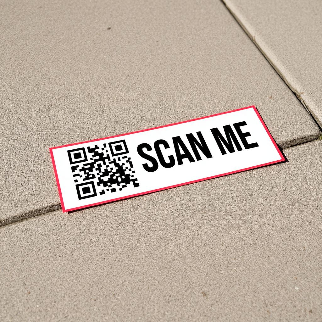 Bumper Sticker with a QR code printed on it
