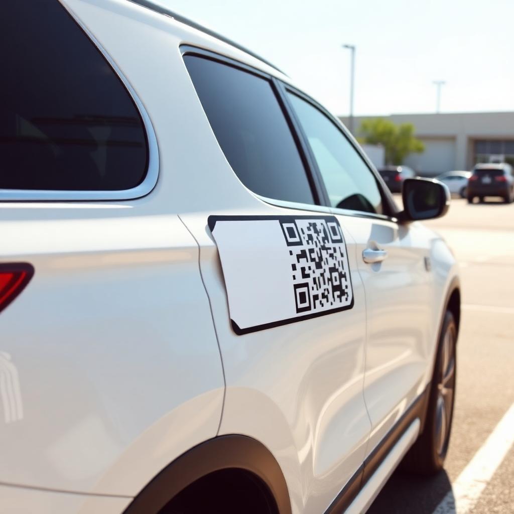 Car Magnet with a QR code printed on it