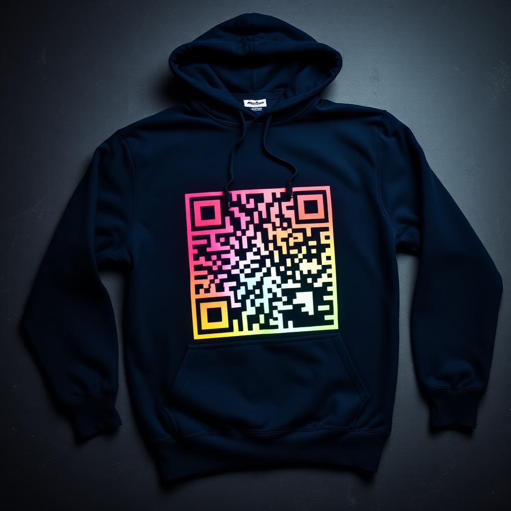 Pullover Hoodie with a QR code printed on it