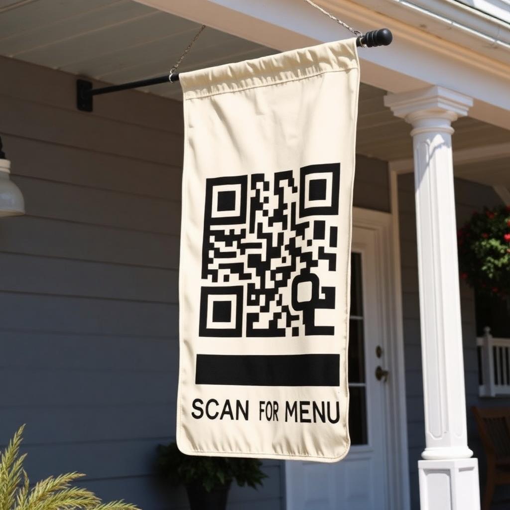 House Flag with a QR code printed on it