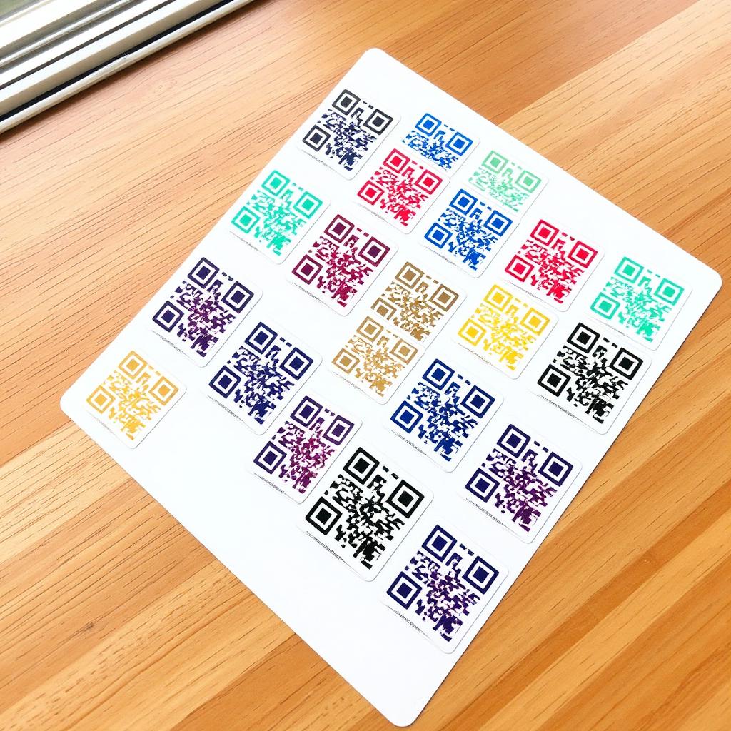 Kiss Cut Sticker Sheet with a QR code printed on it