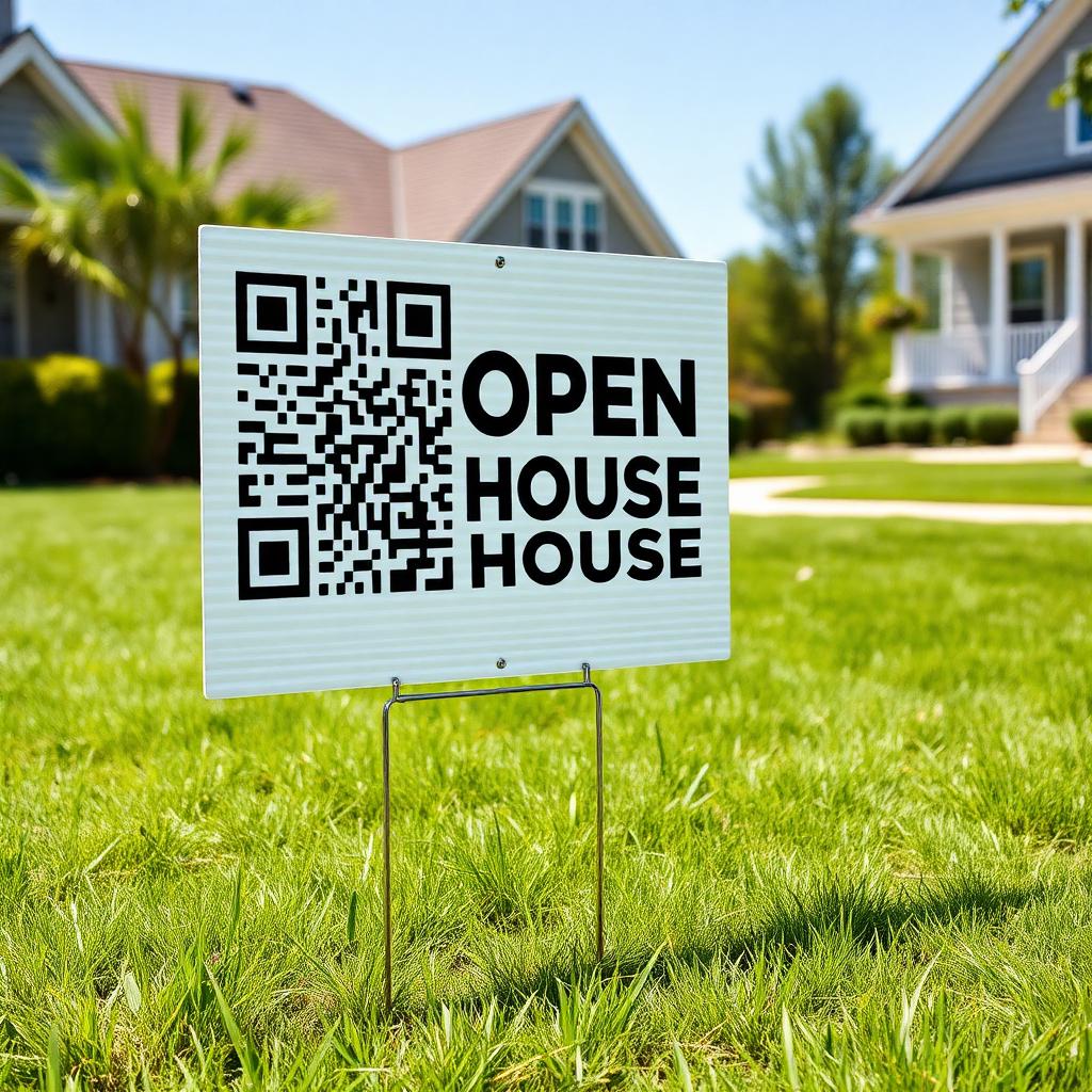 Yard Sign with a QR code printed on it